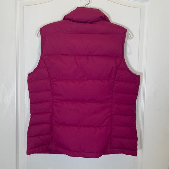 Lands' End Down Filled Puffer Vest Raspberry Purple Button Snaps M 10 / 12 - Picture 4 of 4